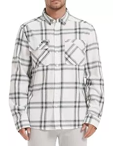 MOVEUP Hemden Herren Flanell Langarm Plaid Button Down 100% Baumwolle Herren Casual Shirts Cord Kragen