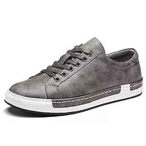 Asifn Sneaker & Sportschuhe Asifn Herren Leder Casual Skateboard Schuhe Mode Lace Up Loafers Anti-Rutsch-Flats Trendy Business Bequeme Turnschuhe