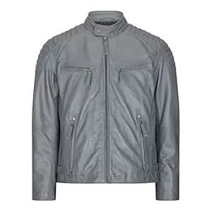 TruClothing.com Jacken TruClothing.com Herren Echtleder Biker Jacke Braun Grau Blau Lässig Weich Leicht Auto Mantel