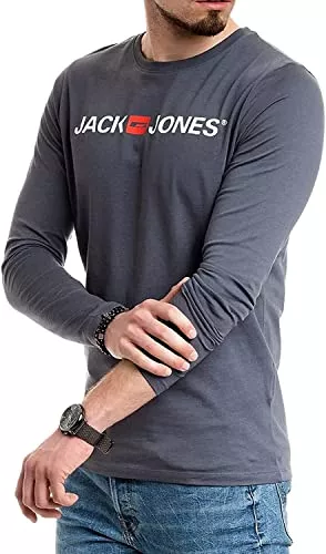 JACK & JONES Langarmshirts Jack & Jones Herren Langarmshirt aus Baumwolle – Longsleeve Männer – T-Shirt mit Langen Ärmeln aus Baumwolle - einzeln und Multipack
