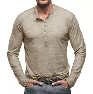 MYCOLORBLUE Langarmshirts MYCOLORBLUE Herren Basic T Shirt Langarm mit Knöpfen Weich Täglich Henley Shirts Tops