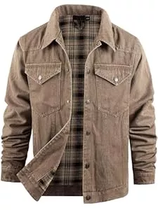 Mr.Stream Jacken Mr.Stream Jeansjacke Herren Western Sommerjacke Cowboy Übergangsjacke Karierte Flanellfutter Denim Trucker Jacken mit Druckknopf