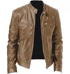Generisch Jacken Generisch Echtleder Jacke Herren Übergangsjacke Bikerjacke Freizeitjacke Casual Klassisch Lederjacke Mit Reißverschluss