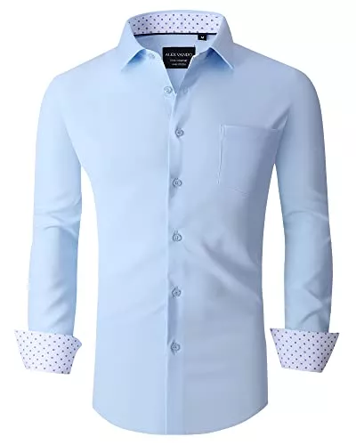 Alex Vando Hemden Alex Vando Herren-Hemden, Normale Passform, Lange Ärmel, Stretch, Business-Kleid, Hemden für Herren