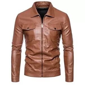 Generisch Jacken Lederjacke Herren Echtleder-Lederblouson-Deri Ceket-Pelzjacke-Leather Jacket Winter Fliegerjacke Leder Jacken Stehkragen Bikerjacke Vintage Wildlederjacke Cowboy Jacke