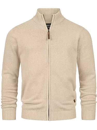 Indicode Strickjacken Indicode Herren INLut Strickjacke mit Stehkragen und Reißverschluss | Cardigan Feinstrickjacke für Männer