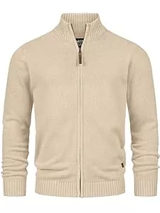 Indicode Strickjacken Indicode Herren INLut Strickjacke mit Stehkragen und Reißverschluss | Cardigan Feinstrickjacke für Männer