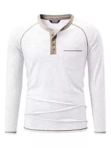 Meilicloth Langarmshirts Meilicloth Herren Henley T-Shirt Langarmshirt Herren T Shirt Baumwolle Hemd Taste Knopfleiste mit Taschen