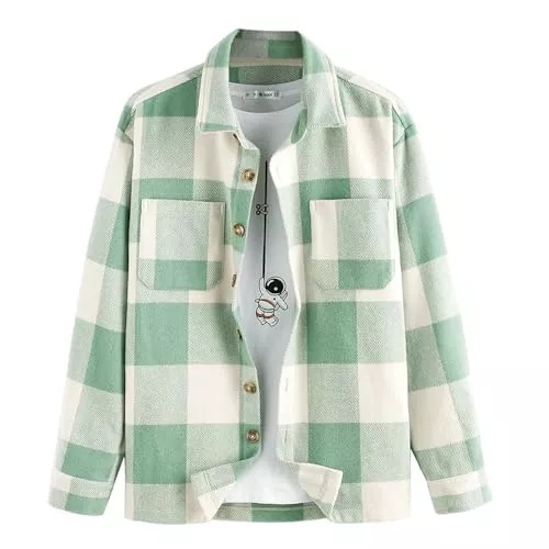 ZAFUL Hemden ZAFUL Lässig Kariertes Button Down Hemdjacke Herren Langarm Regular Fit Shacket mit Taschen