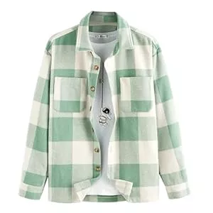 ZAFUL Hemden ZAFUL Lässig Kariertes Button Down Hemdjacke Herren Langarm Regular Fit Shacket mit Taschen