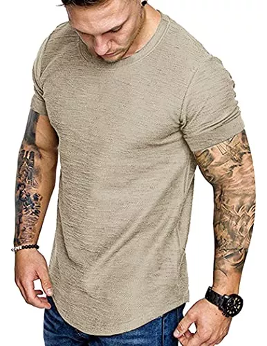 COOFANDY T-Shirts COOFANDY Herren T-Shirt Kurzarm Sportshirt Rundhals Sommer Bodybuilding Trainingsshirt Einfarbig Funktionsshirt