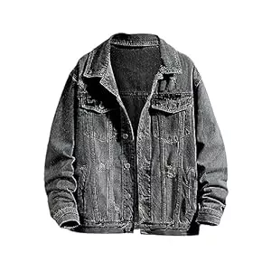 Generic Jacken Herrenjacken Übergang 4Xl - Jeansjacke Schwarz Oversize - Langärmelige Lässige Denim-Jacke Outdoor Jeans Jacke Mit Stehkragen Übergangsjacke Hoodie Sweatjacke Freizeitjacke Sommerjacke