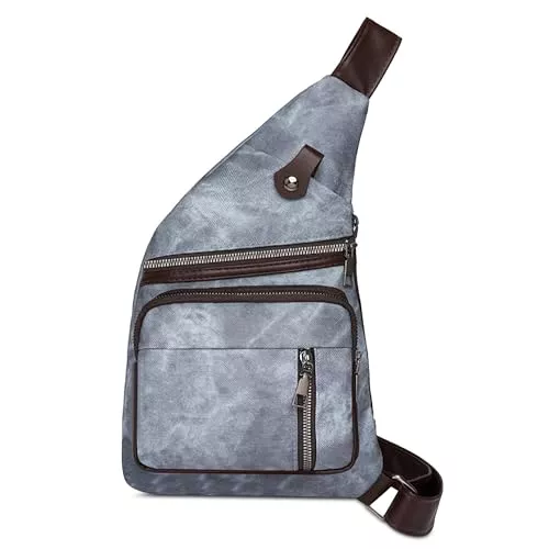VARLIVOO Taschen & Rucksäcke VARLIVOO Brusttasche Herren Leichte Brusttasche Herren Leder Klein Wasserdicht Crossbody Umhängetasche Männer Schultertasche Wandern Outdoor Sports Reise Polyester