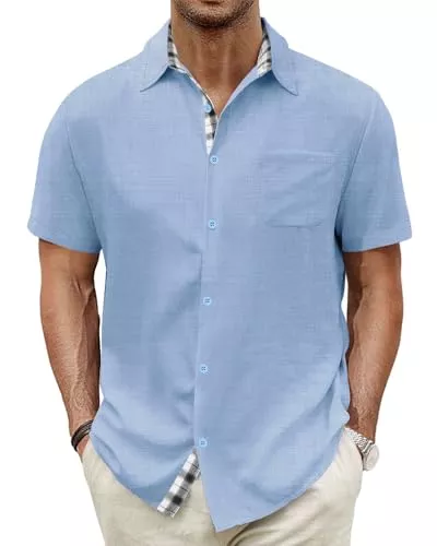 HMIYA Hemden HMIYA Herren Kurzarm Hemd Baumwolle Button Down Freizeithemden Sommer Strand Regular Fit Shirt