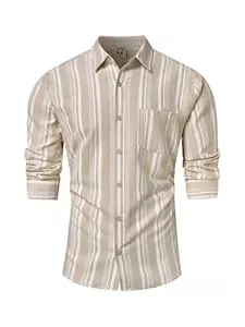 Hardaddy Hemden Hardaddy Herren Vertikal Gestreiftes Kleid Hemd Baumwolle Streifen Button Down Hemd Langarm für Männer mit Tasche