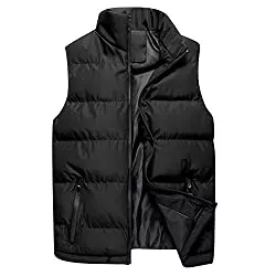 riou Westen riou Herren Steppweste Outdoor Weste Winter Warm Gefüttert Ärmellos Stehkragen Leicht Daunenweste