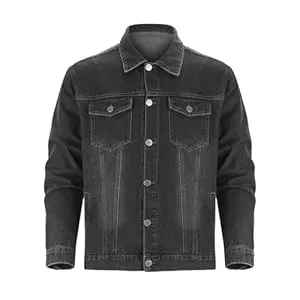 Generisch Jacken Generisch Jeans Jacke Herren Menswear Brusttaschen Jeansjacke Große Größe Männer Frühlingsjacke Western-Jeansjacke Flanellfutter Flanell Regular Fit Übergangsjacke Sommerjacke Denim Jacket