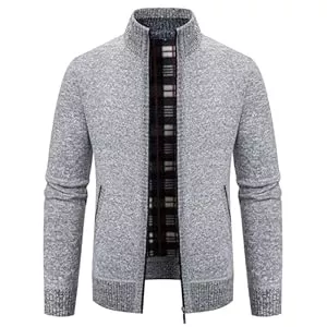 TebYIA Strickjacken TebYIA Herren Cardigan Pullover mit Feinem Strick Full Zip Stehkragen Regular Fit Fleece Pullover Jacket mit Taschen
