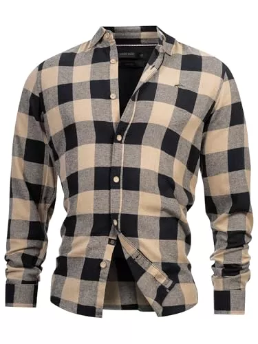 Indicode Hemden Indicode Herren INGilman Hemd kariert mit Kent-Kragen aus Baumwollmischung | Herrenhemd Männerhemd