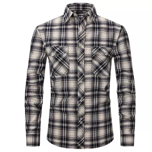Bsrpolry Hemden Bsrpolry Herren Langarmhemden Button-Down-Hemden Kariert Regular Business Hemden Regular Fit Herrenhemden Herbst Freizeithemden Herrenhemden Herren Freizeithemden