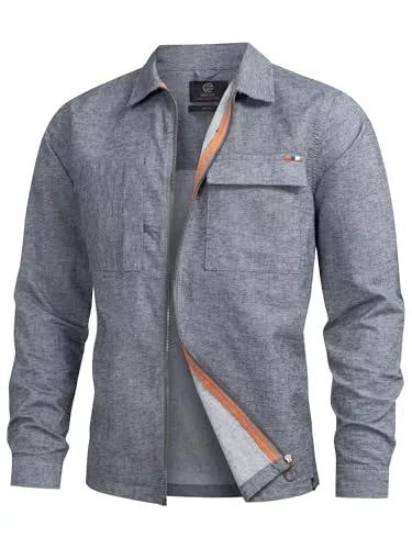 Indicode Jacken Indicode Herren INEuron Langarm-Hemd mit Zwei Brust-Taschen und Reißverschluss | Herrenjacke Männer