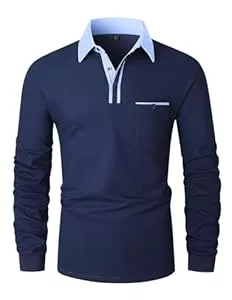 VMSUCIJ Poloshirts VMSUCIJ Herren Poloshirt Langarm Baumwolle Outdoor Casual Polo Tops Regular Golf T-Shirts
