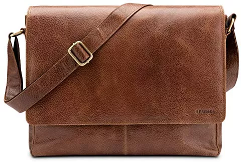 LEABAGS Taschen & Rucksäcke LEABAGS Leder Umhängetasche Herren & Damen I Messenger Bag mit Schultergurt I Echtleder Laptoptasche bis 15 Zoll I Schultertasche I Arbeitstasche I Tragetasche I Handtasche