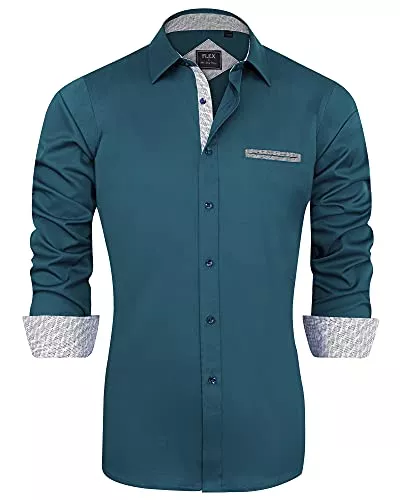 J.VER Hemden J.VER Herren Hemd Regular Fit Langarm Herrenhemden Freizeithemd Regular Businesshemd elastiscer Musterhemd