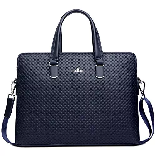 FSD.WG Taschen & Rucksäcke FSD.WG Herren Business Tasche,Wasserdichte Leder Aktentasche,Schulter Laptop Business Tasche für Business,Schule,Reisen,Abnehmbar