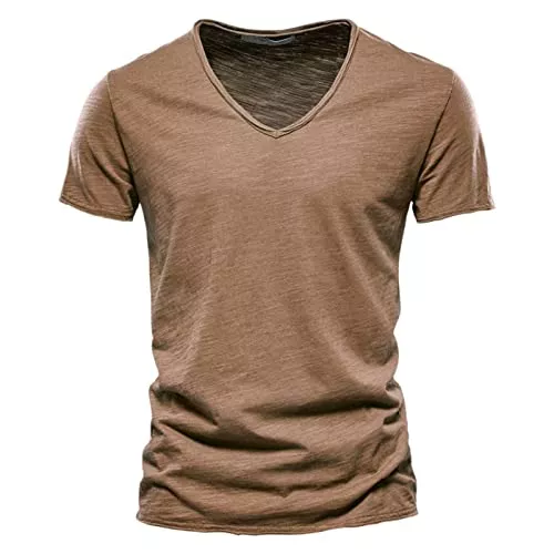 Generisch T-Shirts Herren T-Shirt Kurzarm Shirt mit V-Ausschnitt 100% Baumwolle Regular fit,Herren T-Shirt Basic T-Shirt mit V-Ausschnitt Oversized Tshirt Herren Herren T-Shirt V Ausschnitt Shirt V Ausschnitt Herren