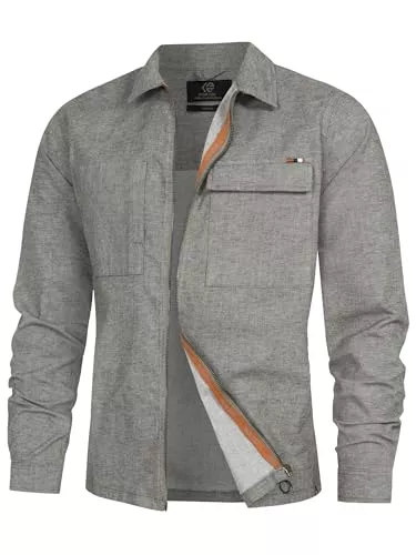 Indicode Jacken Indicode Herren INEuron Langarm-Hemd mit Zwei Brust-Taschen und Reißverschluss | Herrenjacke Männer