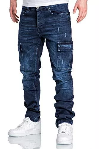 Amaci&amp;Sons Jeans Amaci&amp;Sons Herren Cargo Jeans Regular Slim Denim Hose Destroyed 7985