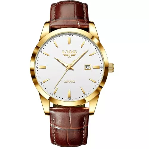 LIGE Uhren LIGE Herren Uhren Wasserdicht Quarz Armbanduhren Für Herren Männer Uhr Mit Datum Lederarmband Retro Business Men's Watches