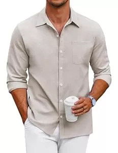 COOFANDY Hemden COOFANDY Hemd Herren Langarm Freizeithemd Regular Fit Oxford Hemd Business Oberhemd Button Down Hemden mit Brusttasche Einfarbig