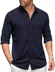 COOFANDY Hemden COOFANDY Herren Hemd Langarm Bügelfreie Hemden Regular Fit Einfarbig Freizeit Hemd Business Hemd Button Down Hemd