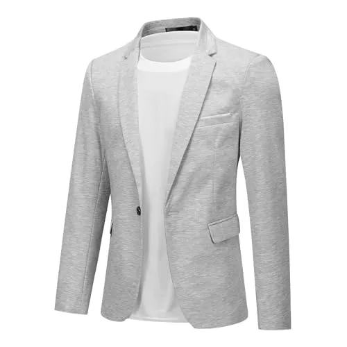 Allthemen Blazer Allthemen Herren Sakko Baumwolle Stretch EIN Knopf Slim Fit Blazer Sportlich Freizeit Anzugjacke Leicht Jacke für Business