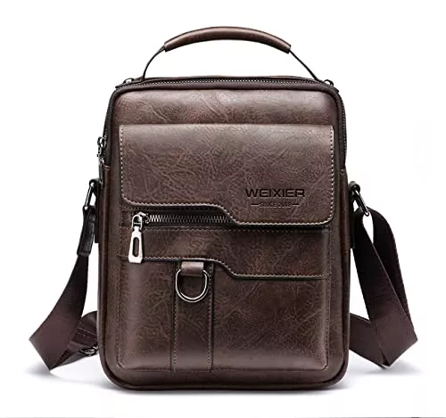 Hjkiopc Taschen & Rucksäcke Hjkiopc Umhängetasche Herren Schultertasch Crossbody Handytasche Messenger Bag Herrentasche Shulder Bag Leder Brusttasche