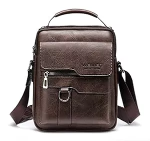 Hjkiopc Taschen & Rucksäcke Hjkiopc Umhängetasche Herren Schultertasch Crossbody Handytasche Messenger Bag Herrentasche Shulder Bag Leder Brusttasche