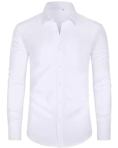J.VER Hemden J.VER Hemd Herren Langarm Businesshemden Knitterfreies Stretchhemd Regular Fit Freizeithemden Bügelleichtes Unifarben Anzughemd mit Taschen