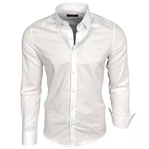 Baxboy Hemden Baxboy Herren-Hemd Langarm/Business Freizeit Hochzeit/Bügelleicht/Slim-Fit/Anzug Kentkragen Hemd B-500