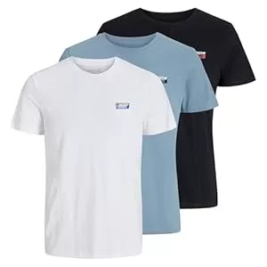 JACK & JONES T-Shirts JACK & JONES T-Shirt Herren 3er-Pack – Baumwolle, Rundhals, Kurzarm, Atmungsaktiv, Pflegeleicht – Bequeme Basic T-Shirts für Herren, Alltagsmode