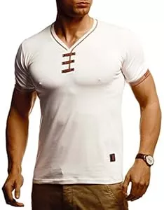 Leif Nelson T-Shirts Leif Nelson Sommer T-Shirt Herren V-Ausschnitt - Coole Tshirts lang V-Neck aus Baumwolle - Casual Basic Shirts Männer Kurzarm - Mens t Shirt