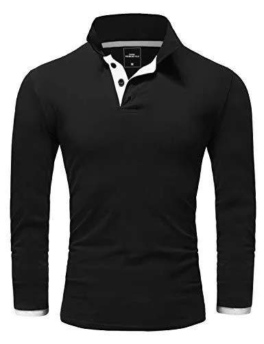 Amaci&amp;Sons Poloshirts Amaci&amp;Sons Herren Poloshirt Basic Kontrast Langarm Polohemd Shirt 5201