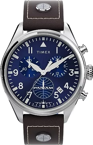 Timex Uhren Timex Herren Quarz Uhr mit Leder Armband Pan Am