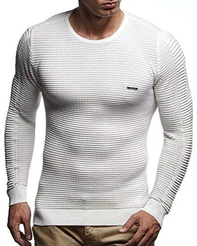 LEIF NELSON Pullover & Strickmode Leif Nelson Herren dünner Strick-Pullover Rundhals-Ausschnitt Slim Fit Winter Sommer Moderner Männer Winterpullover Wollpullover Langarm Crew Neck Feinstrick LN1545
