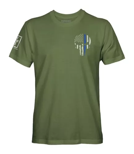 Fantastic Tees T-Shirts Fantastic Tees Thin Blue Line Law Enforcement Police Officer Patriotic Skull Herren T-Shirt