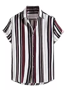 Floerns Hemden Floerns Herren Gestreifte Hemden Casual Kurzarm Button Down Shirts