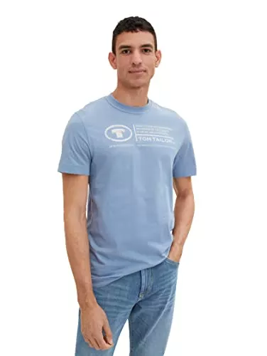TOM TAILOR T-Shirts TOM TAILOR Herren Basic T-Shirt mit Print aus Baumwolle