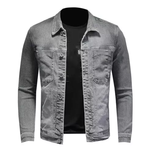 Generisch Jacken Herren Jeansjacke Street Handsome Jacke High Street Retro Vielseitige Herrenbekleidung