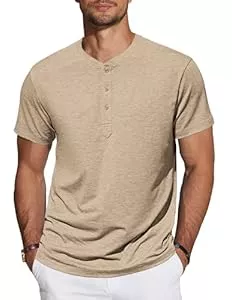 TARAINYA T-Shirts TARAINYA Henley Shirt Herren Baumwolle T-Shirt Kurzarm Sommer Männer mit Knopfleiste